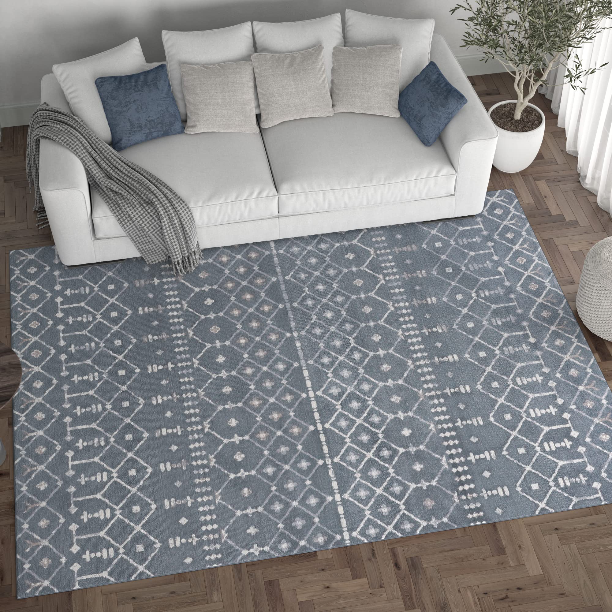 Dark Gray Modern Large 8x10 Area Rug - Soft Contemporary Carpet for Living Room, Bedroom, Dining Room & Entryway - Non-Slip Indoor Floor Mat - Perfect for Home Decor, Office & High Traffic Areas