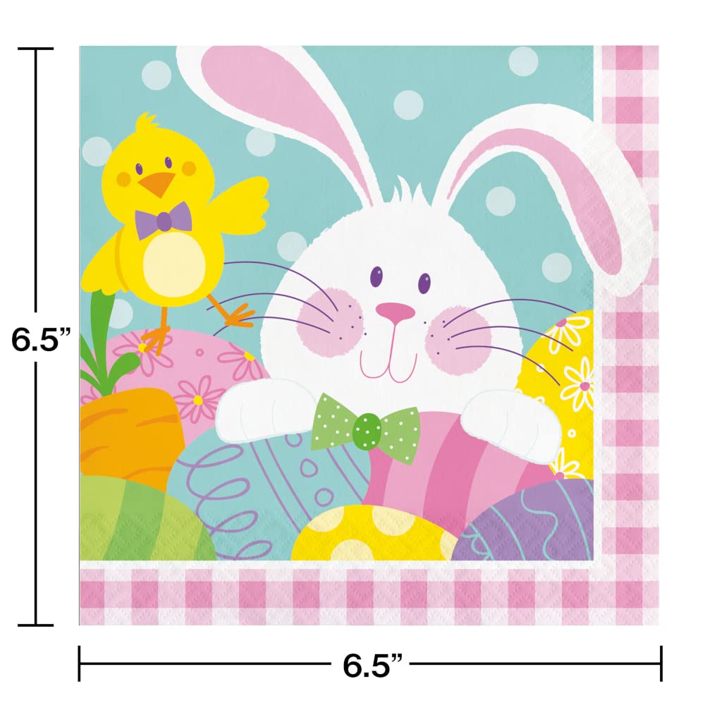 Easter Bunny Plates and Napkins Set - 16-Piece Disposable Tableware for Kids Party | Bright Bunny Themed Dinnerware | Easter Decorations for Holiday Celebrations, Family Gatherings & Spring Festivities