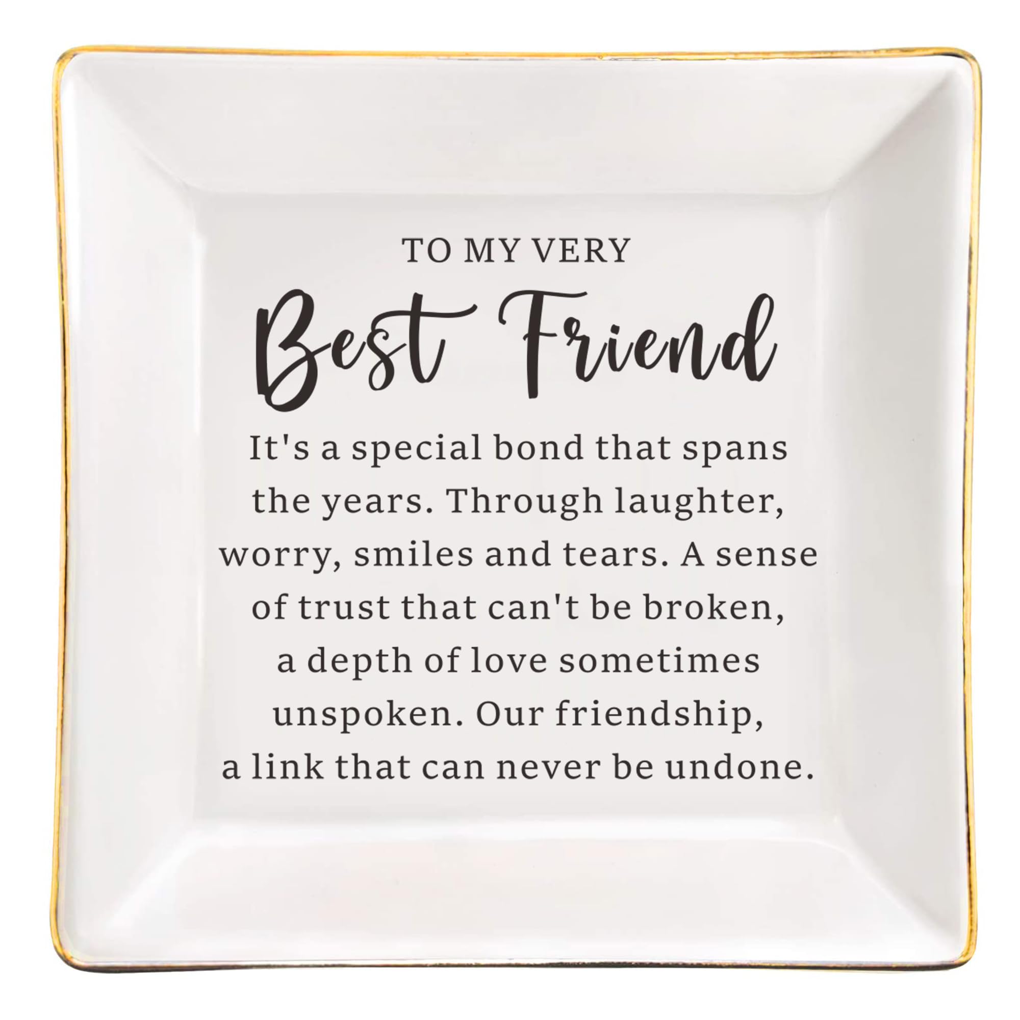 Best Friend Gifts for Women - Ceramic Jewelry Ring Dish Tray for Sister, Female Friends | Birthday, Christmas Gift Idea | Perfect for Jewelry Storage, Vanity Organizer & Home Decor