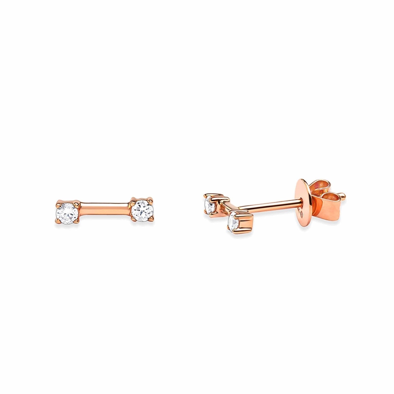 14K Rose Gold Double Stacked Diamond Stud Earrings for Women - Elegant & Timeless Jewelry Gift for Wedding, Anniversary, Birthday & Everyday Wear