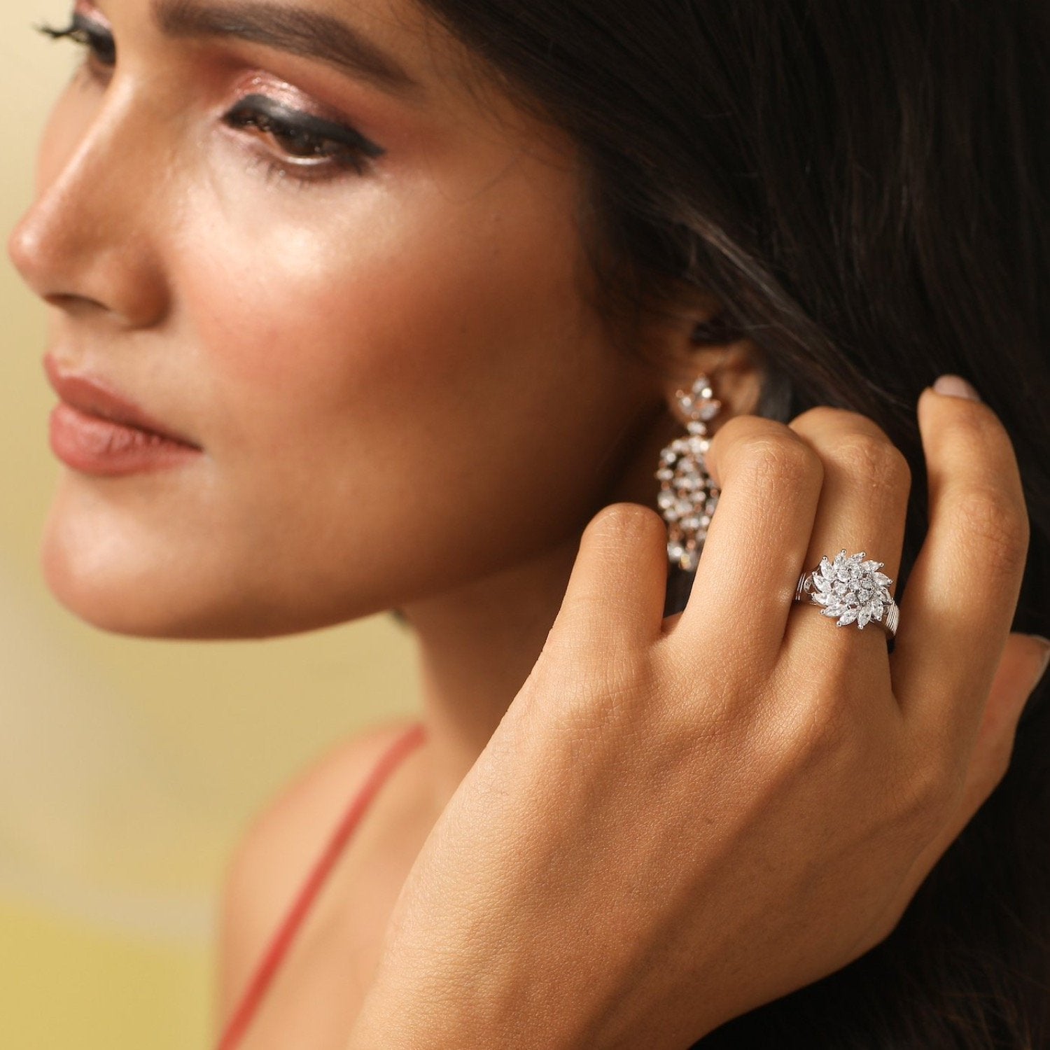 Siraj Floral Cubic Zirconia Ring for Women - Elegant CZ Flower Jewelry Gift for Brides, Party & Special Occasions