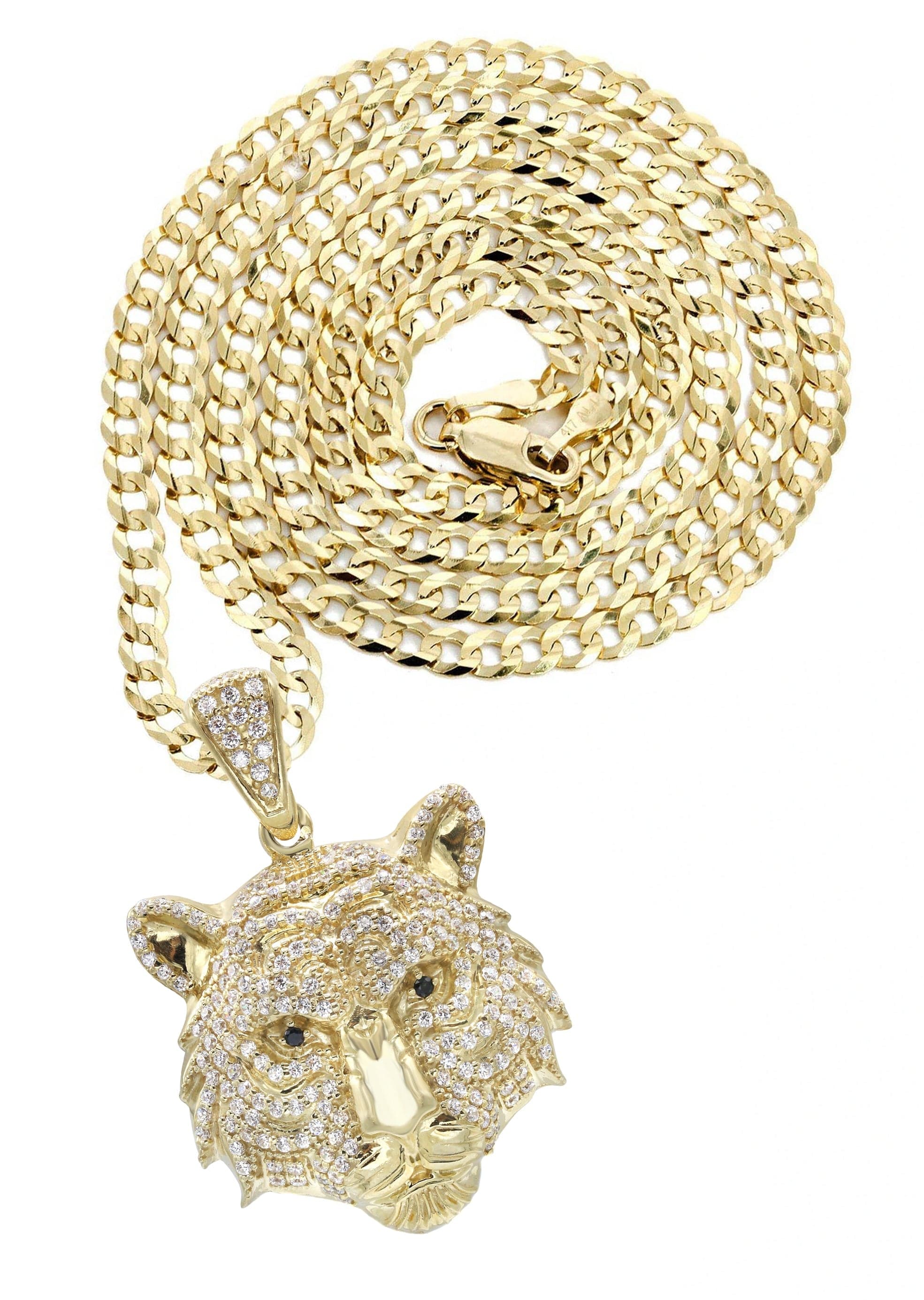 10K Yellow Gold Tiger Head Necklace for Men & Women - 28.3 Grams Solid Gold Pendant Chain - Perfect for Gifts, Parties, and Fashion Statements