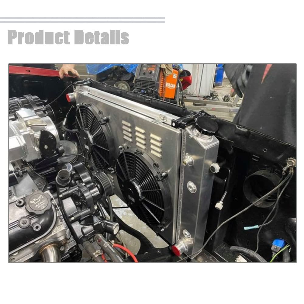 High Performance 3-Row Aluminum Cooling Radiator Fan Shroud Set for 1978-1987 Chevy El Camino Monte Carlo Cutlass Grand Prix Camaro | G-Body Radiator Upgrade | Improved Engine Cooling for Hot Weather & Towing