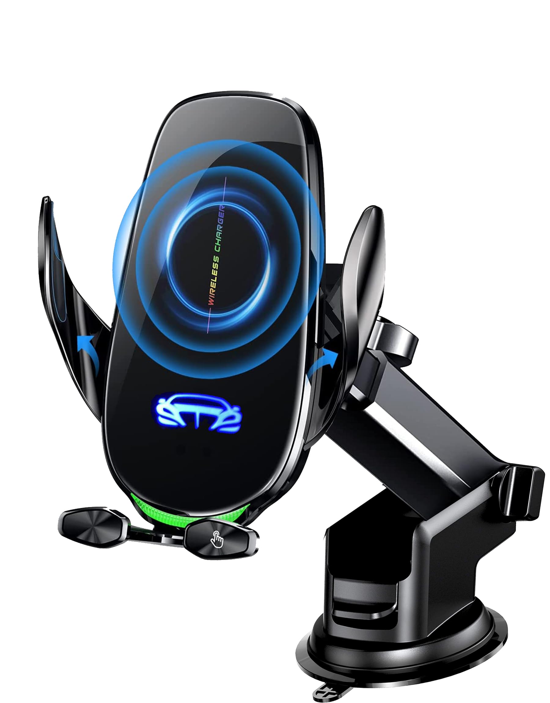 Fast Charging 15W Wireless Car Phone Holder - Auto Clamping Qi-Certified Charger Mount for iPhone 15/14/13/12 & Samsung Galaxy S23/S22 (All Qi-Enabled Phones) | Perfect for Road Trips & Commuting