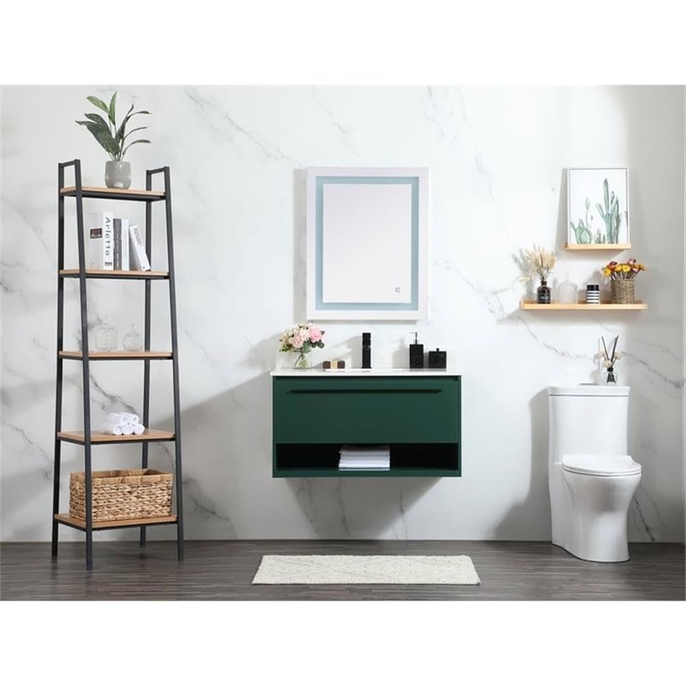 36 Inch Elegant Roman Style Green MDF Bathroom Vanity with Backsplash - Perfect for Small Bathroom Remodel, Guest Bath, or Powder Room Decor