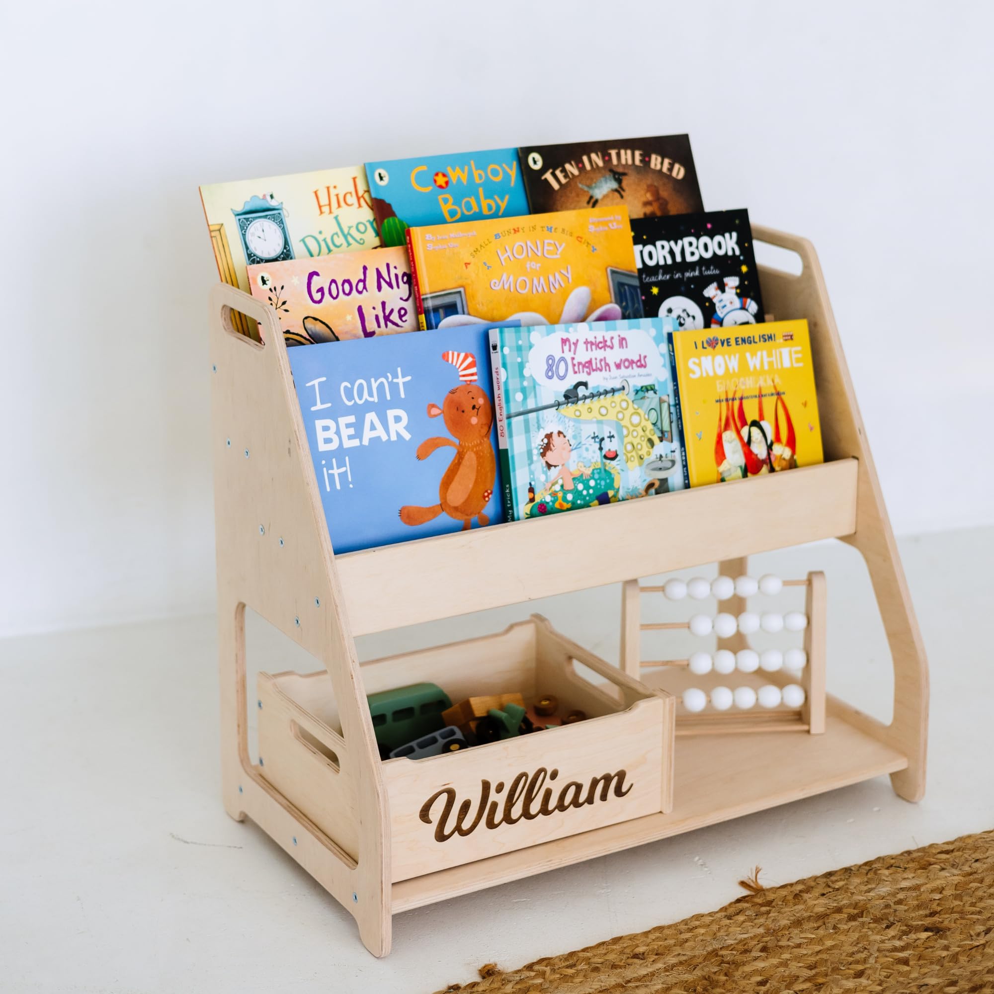 2-in-1 Kids Shelf & Toy Storage - Montessori Wooden Bookshelf for Nursery, Playroom & Bedroom - Durable Kids Bookcase & Montessori Furniture for Organized Learning Spaces