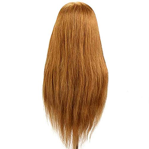 RAWAL Real Human Hair Shoulder-Length Mannequin Head for Hair Styling Practice - Perfect for Cutting, Coloring, Braiding & Heat Styling - Includes Clamp Stand (Dark Golden) | Salon Training & Home Practice Hairdressing Tool