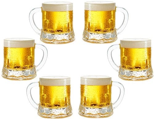 Circleware Roadhouse Mini Mason Beer Mug Set of 6 - 1.7 oz Heavy Base Glasses for Whiskey, Coffee, Espresso & Jello Shots - Perfect for Parties, Entertaining & Home Bar Use