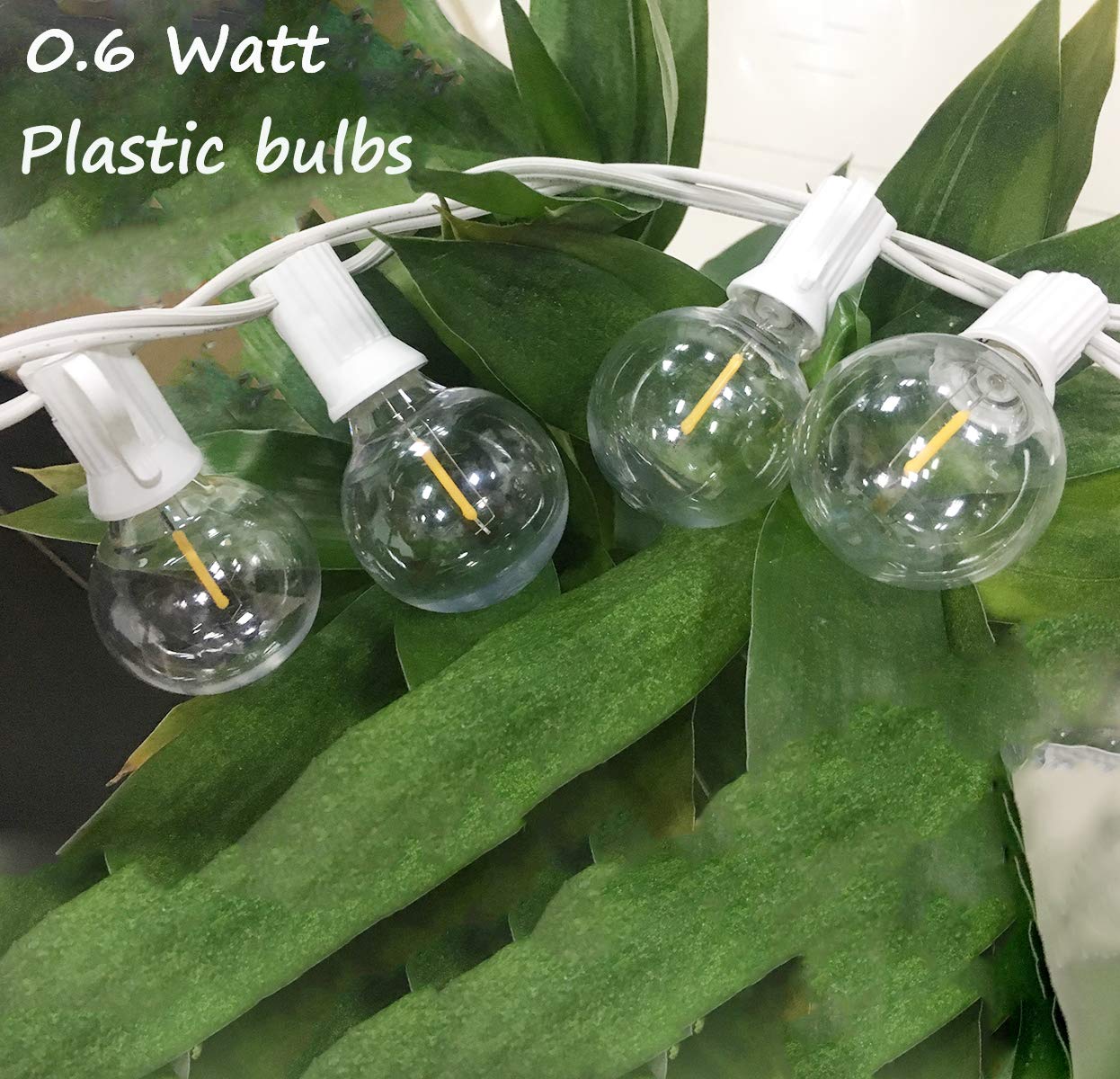 COUAH G40 LED Replacement Bulbs - 25 Pack E12 Clear Globe Screw Base Shatterproof Light Bulbs, 0.6W Warm White for Outdoor Patio String Lights, Christmas Decor & Garden Party Lighting
