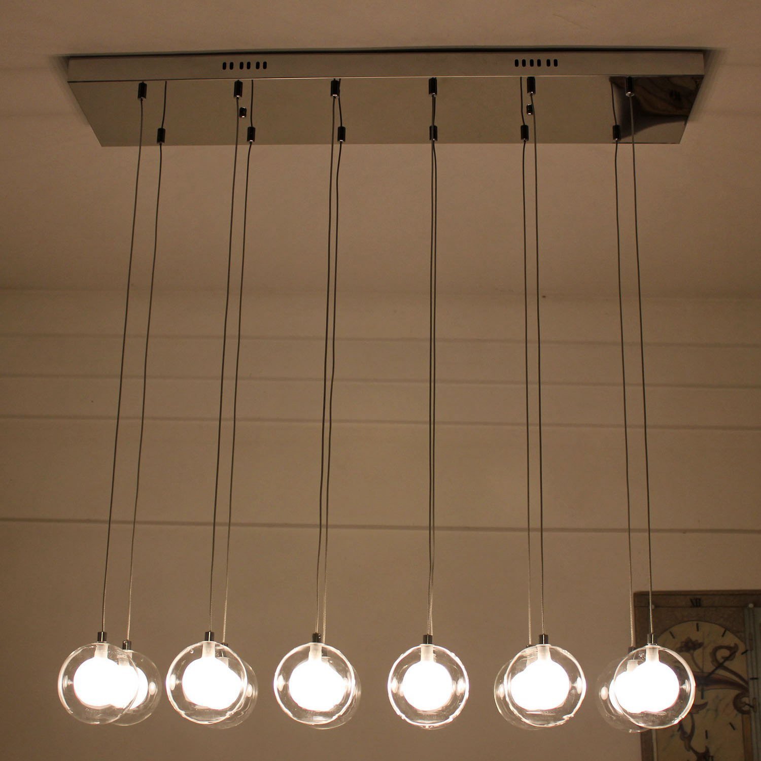 Modern 12-Light Glass Bubble Chandelier - Luxury Double Layer Soap Bubble Pendant Light for Dining Room, Bar Counter, Restaurant & Kitchen - Elegant Ceiling Fixture for Home & Commercial Spaces