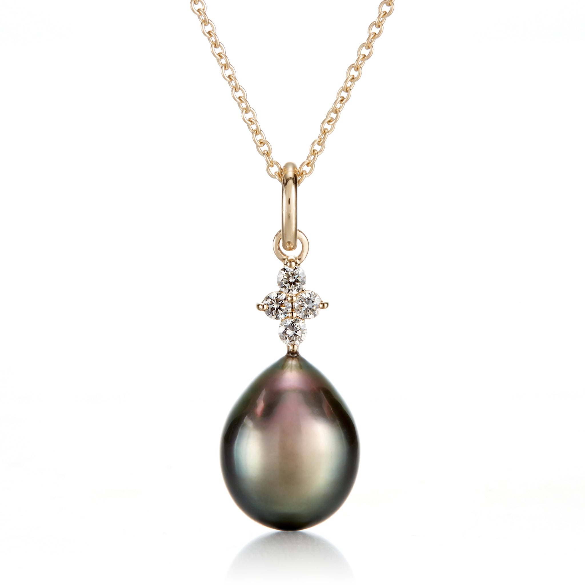 Exquisite Gray Tahitian Pearl & Diamond Pendant Necklace - 18K Gold Jewelry for Women - Perfect for Weddings, Anniversaries & Special Occasions