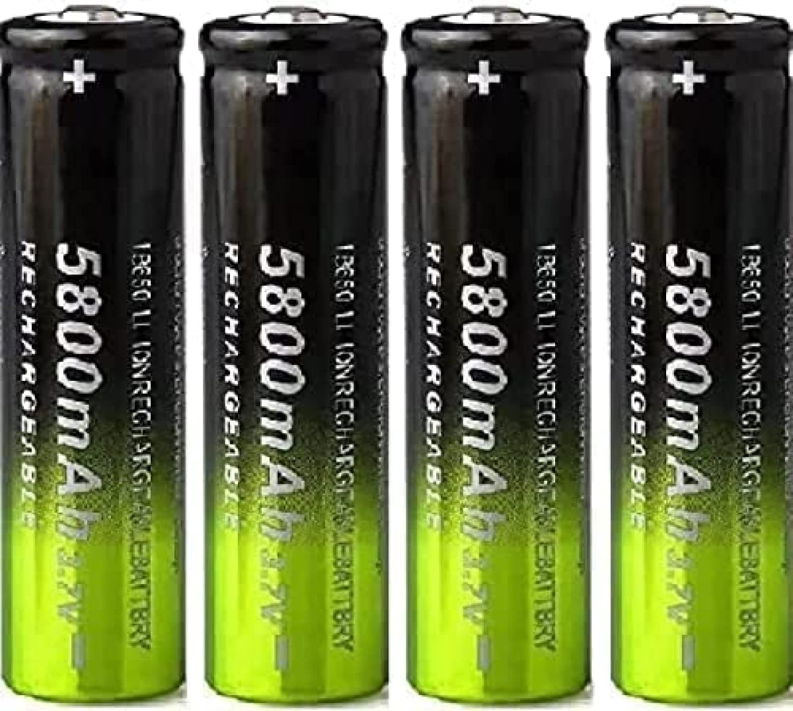 4PCS 5800mAh Rechargeable Lithium Batteries for LED Lights, Headlamps, Doorbells, Flashlights - High Capacity ICR Battery Pack (Black) - Perfect for Camping, Emergency Kits & Home Security Devices