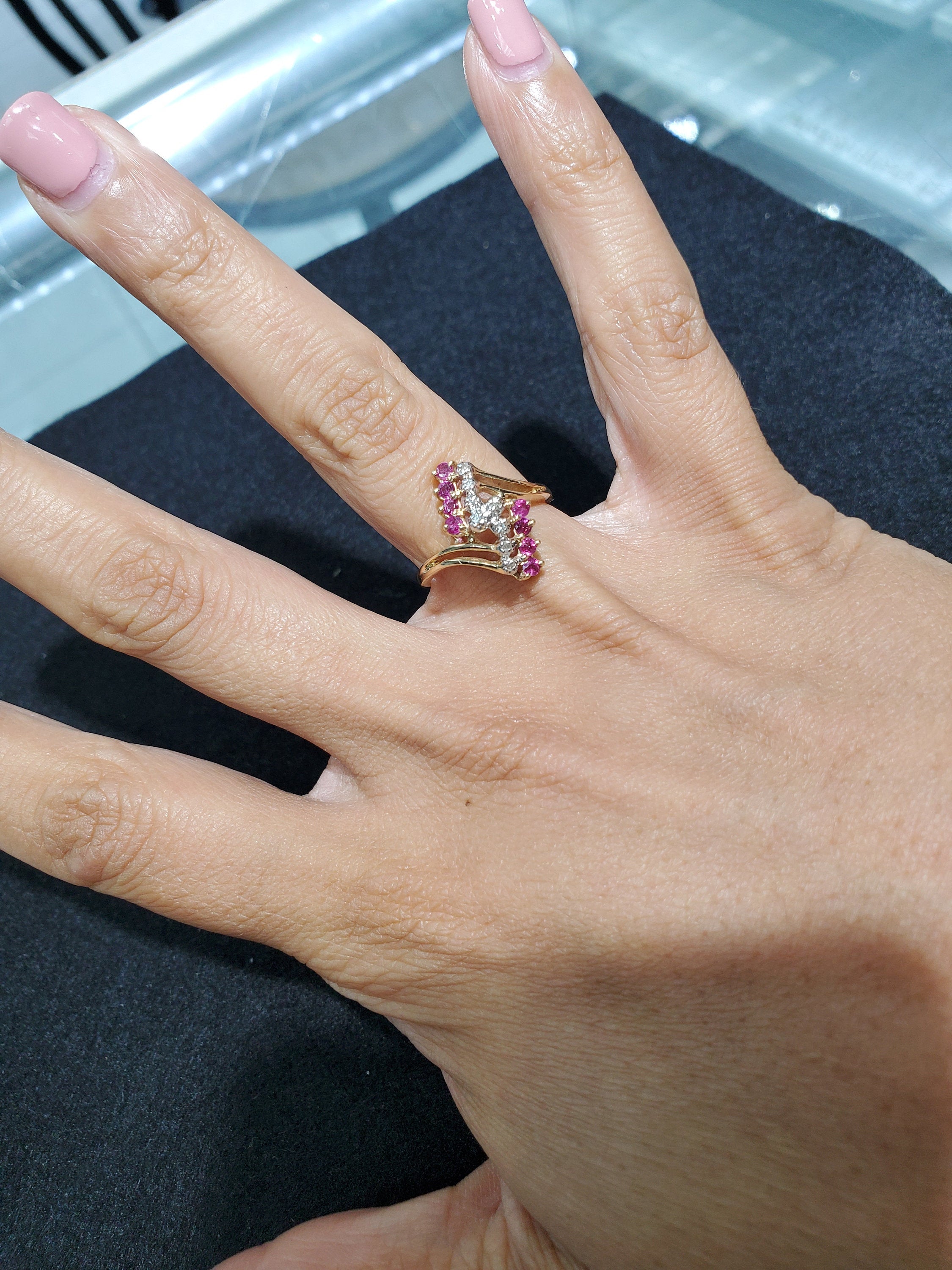 14K Yellow Gold Ruby Diamond Cluster Ring for Women - Elegant Vintage Style Jewelry for Engagement, Anniversary & Special Occasions