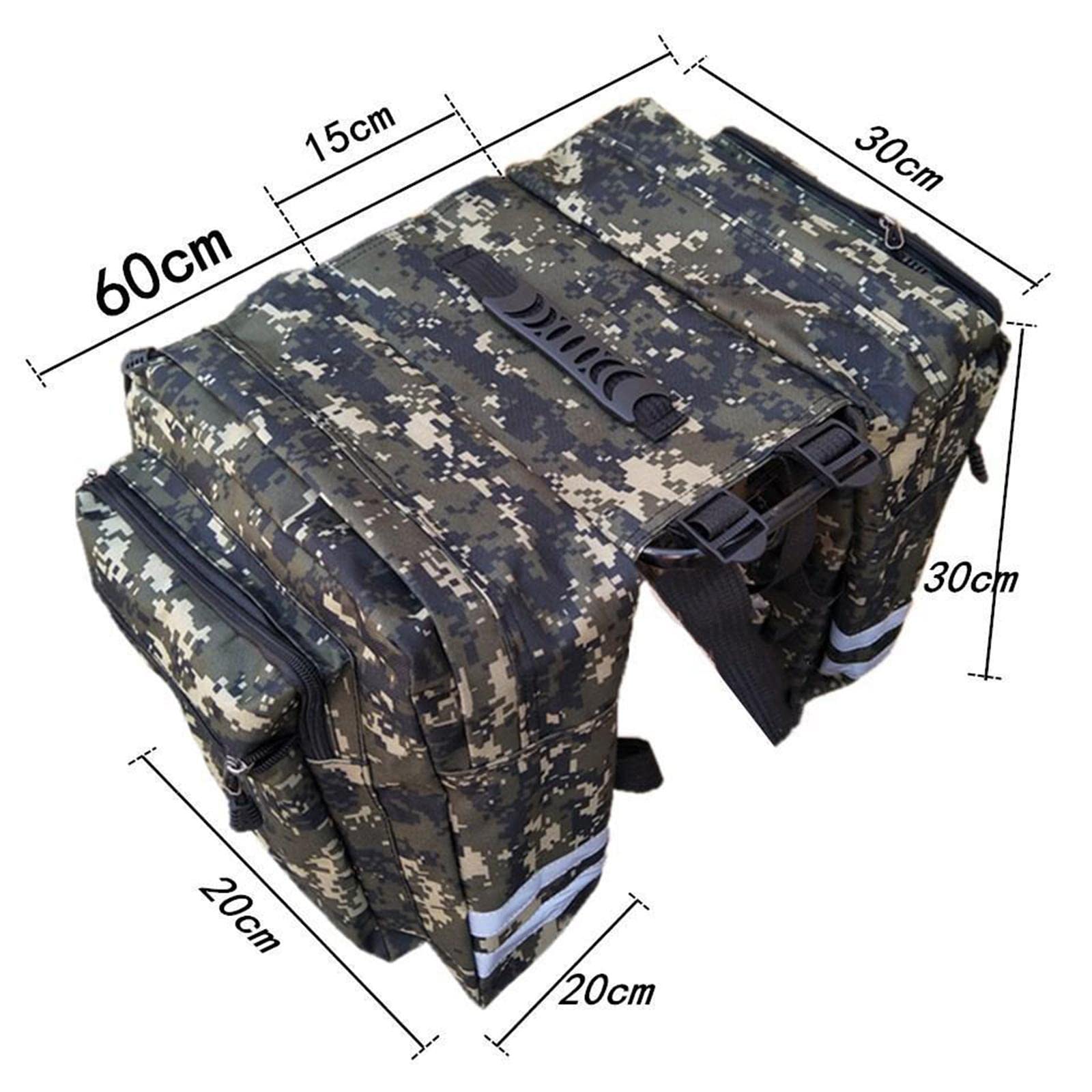 Waterproof Bike Pannier Bag - Double Rear Seat Saddle Trunk Bag for Cycling Commuting & Touring | 20L Capacity, Durable Camouflage Green Design | Perfect for Urban Commute, Mountain Biking & Long-Distance Travel