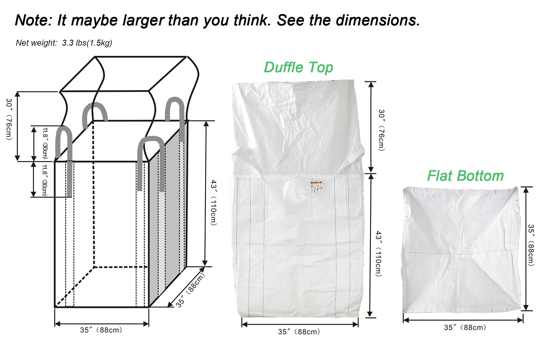 Secbolt 1 Ton FIBC Bulk Bags - 10 Pack Heavy Duty Woven Polypropylene Bags (35