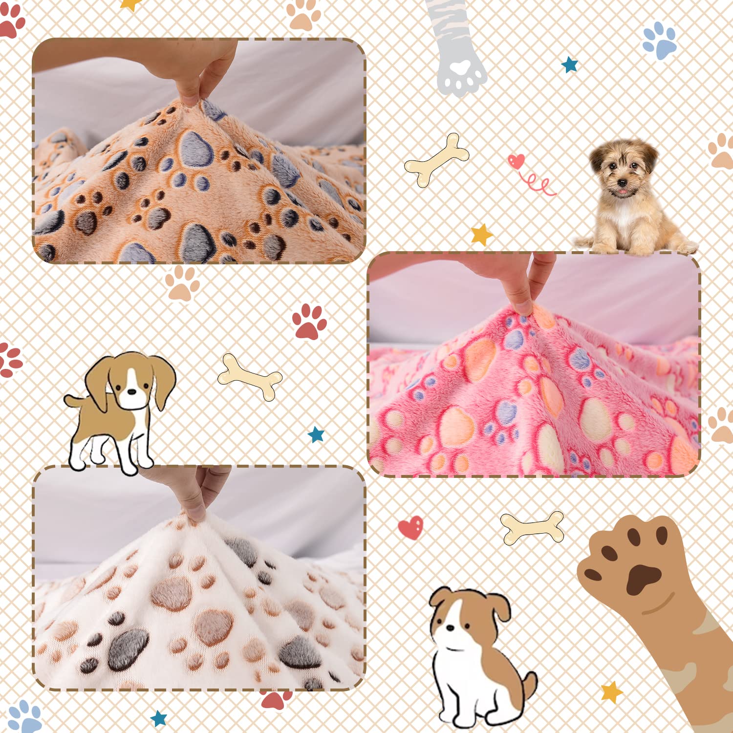 Rezutan Upgraded Dog Blankets for Large Dogs - 3 Pack Washable Pet Blankets 42