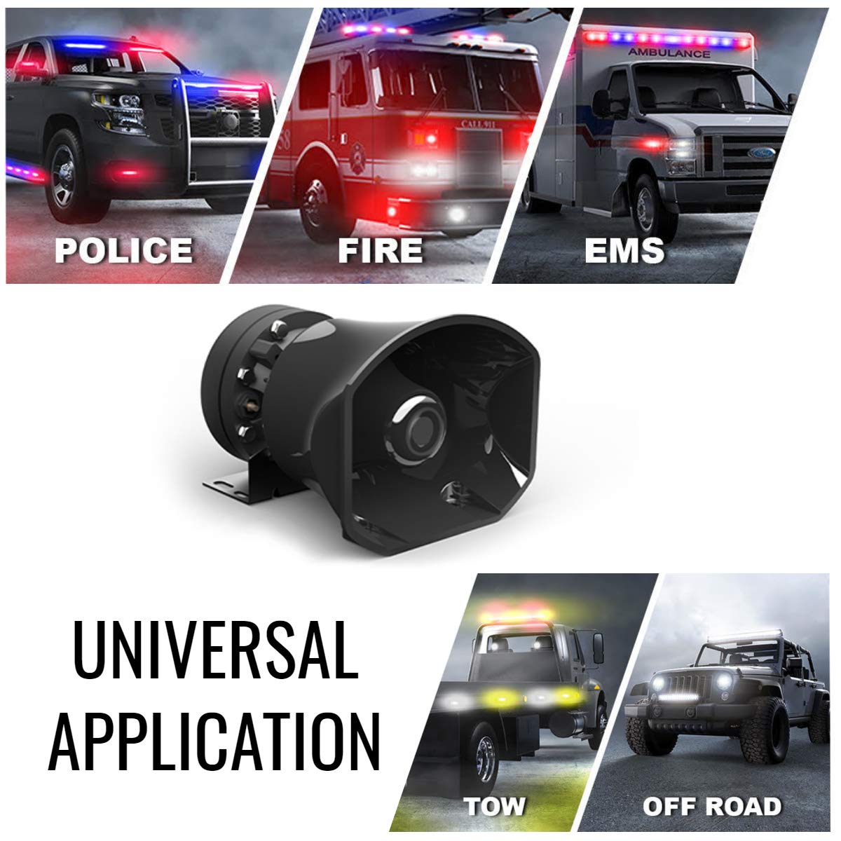 SpeedTech 100W Emergency Vehicle Siren Speaker - High Performance Hazard Warning System for Police Cars, Fire Trucks & Ambulances - Compact Black Cone Speaker for Public Safety & Emergency Response Scenarios