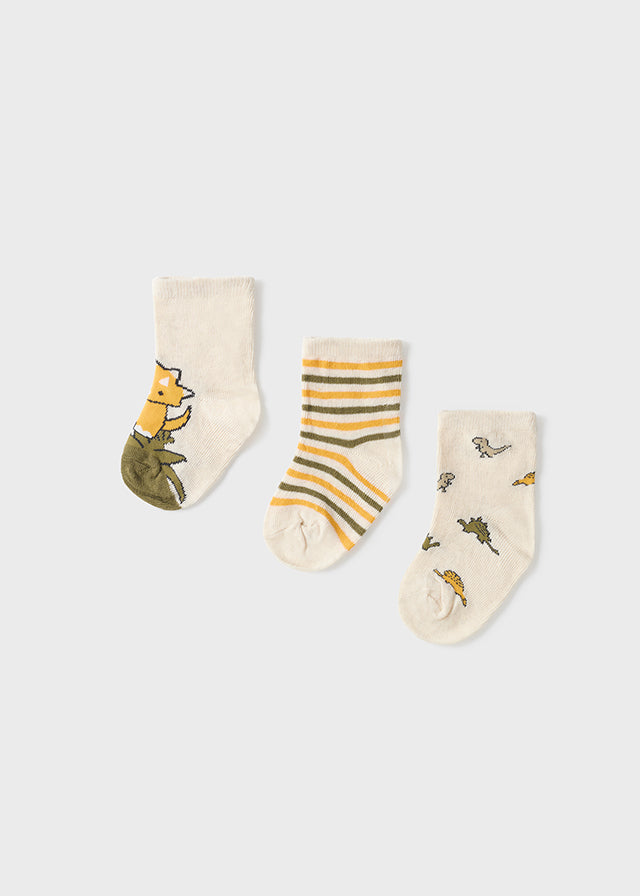 Mayoral Baby Boy Socks Set of 3 - Soft Cotton Oat Crew Socks for Infants & Toddlers - Perfect for Everyday Wear, Playtime & Special Occasions