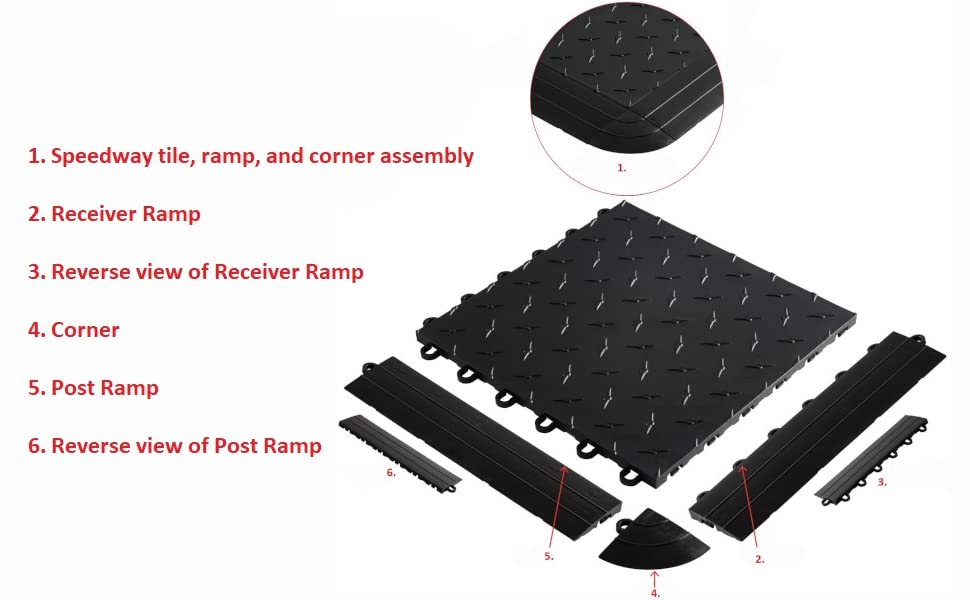 **Speedway Black Diamond Garage Floor Tiles 12