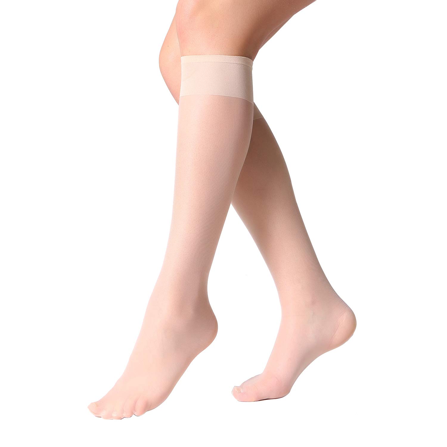 MANZI 12 Pairs Women's Sheer Knee High Stockings & Pantyhose - Comfortable Thigh High Socks for Office, Dress, or Everyday Wear