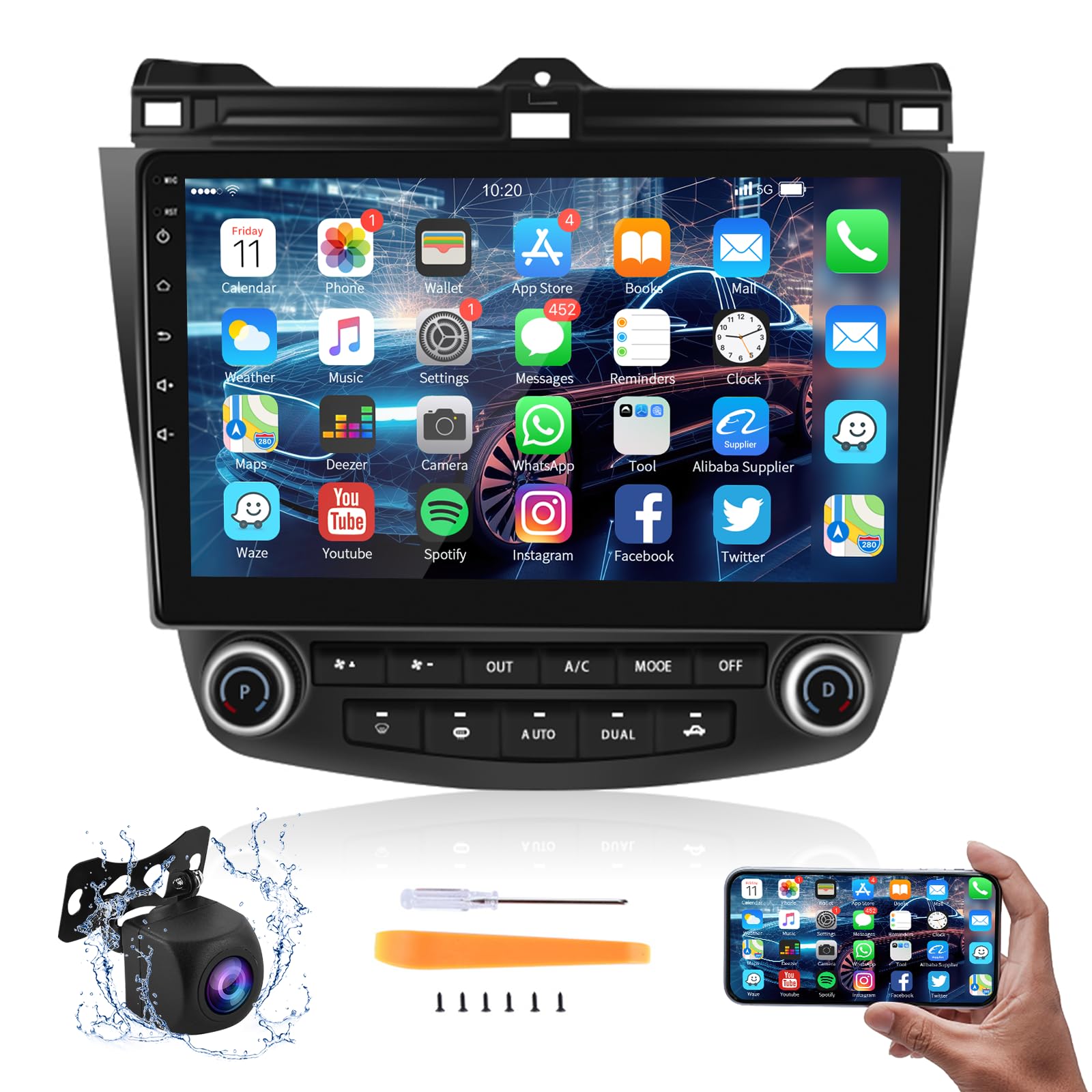 10.1 Inch Android Car Stereo for Honda Accord 2003-2007 | 7th Gen Touch Screen Head Unit with Bluetooth, GPS, WiFi, Mirror Link | In-Dash Radio Upgrade with SWC & Backup Camera | Perfect for Commuting & Road Trips