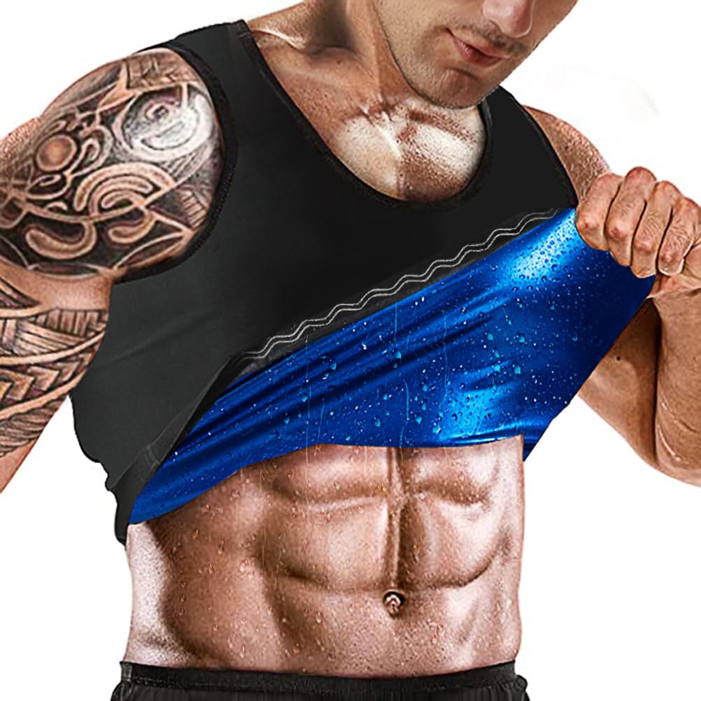 MOLLDAN Men's Sauna Vest Sweat Tank Top - Waist Trainer Workout Shirt for Weight Loss & Fitness | Gym, Running, Home Exercise