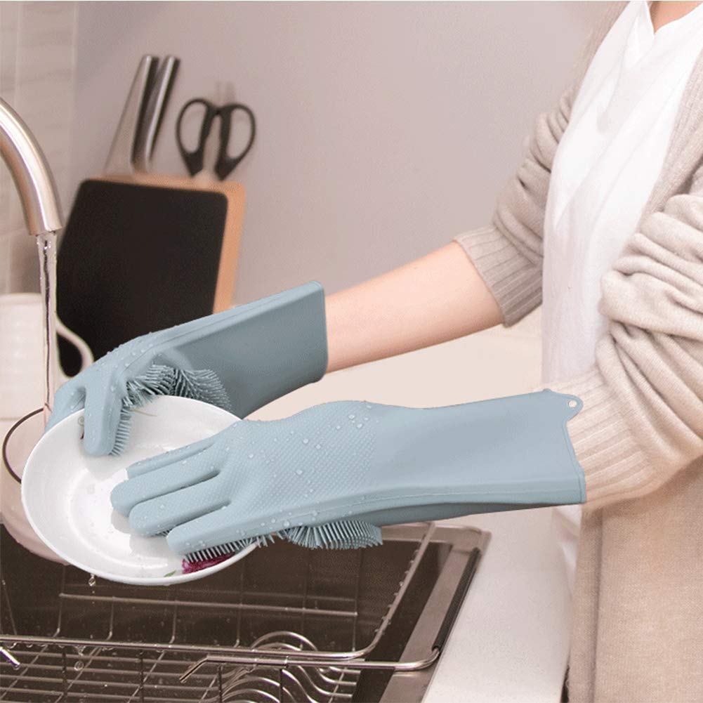 MAXADIL Silicone Gloves for Dishwashing, Car & Bathroom Cleaning - Kitchen & Home Use
