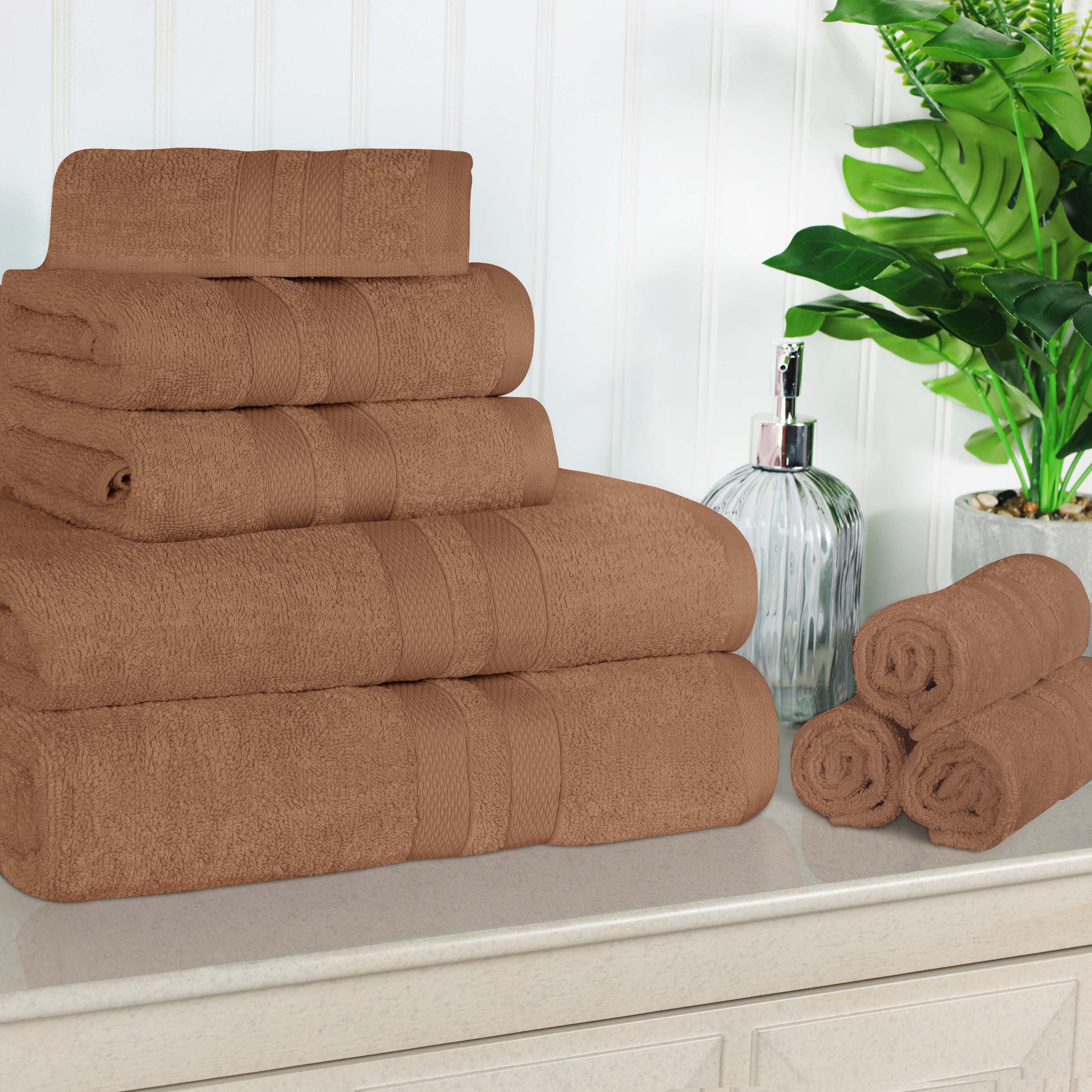 Ultra Soft Cotton Absorbent 8-Piece Towel Set - Premium Bath & Hand Towels for Spa, Gym, and Home Use - Quick Dry & Highly Absorbent