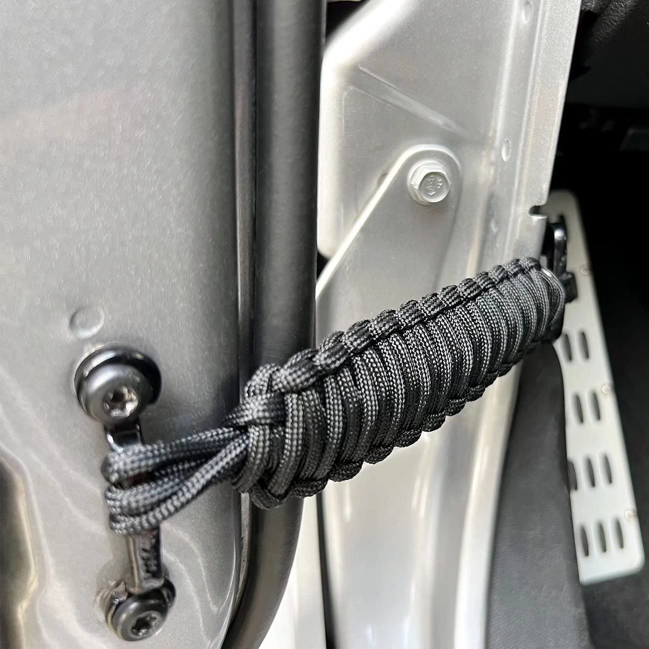 Heavy Duty Paracord Door Strap for Jeep Wrangler CJ YJ TJ JK JKU JL - 2PCS Black Hand Woven Limit Straps - Perfect for Off-Roading, Camping & Jeep Accessories