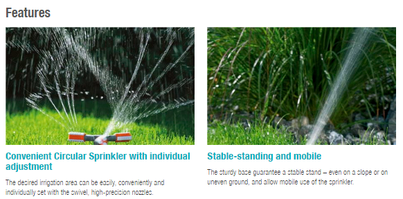 Gardena Comfort Circular Sprinkler Mambo - Adjustable Lawn Watering System for Gardens, Yards & Landscaping | Perfect for Even Water Distribution