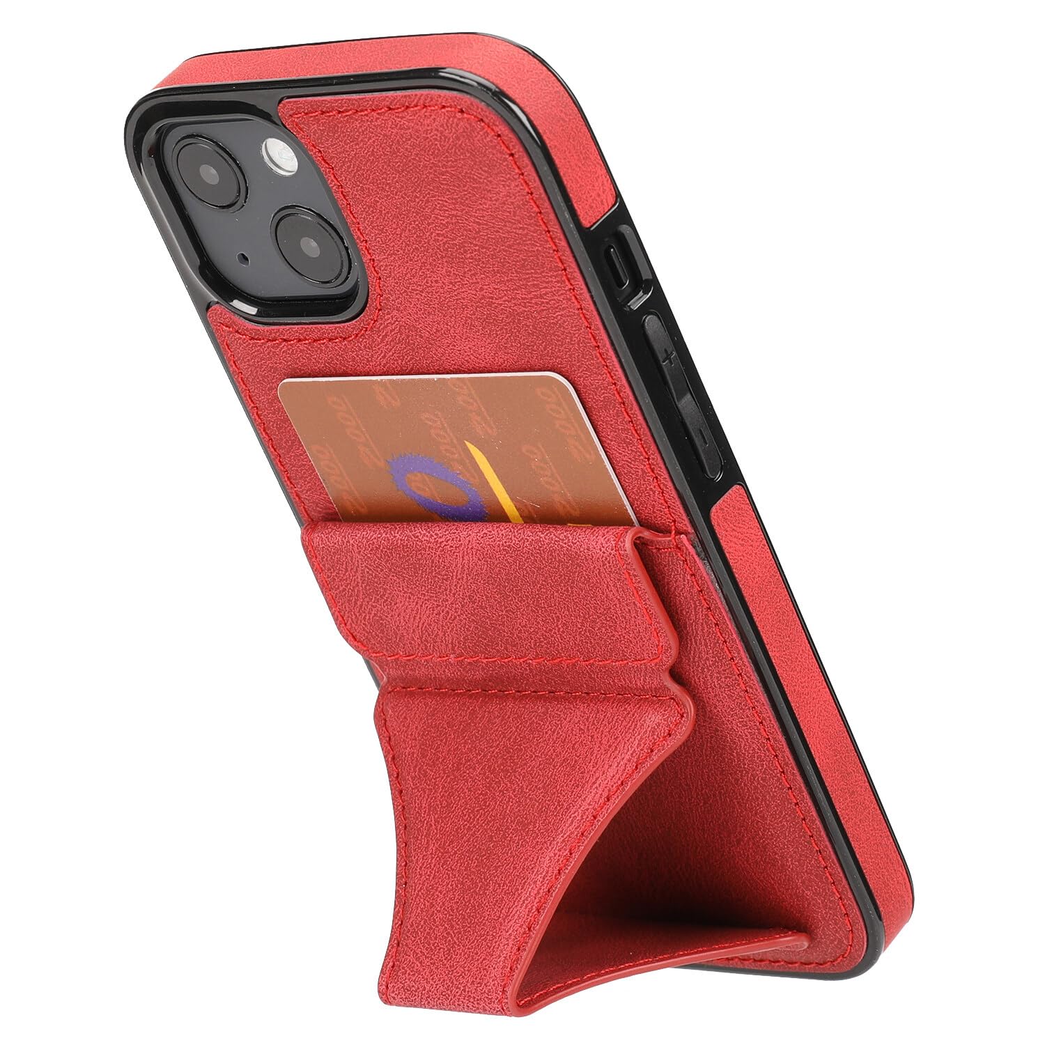 Premium PU Leather iPhone 13 Mini Wallet Case with Card Holder - Ultra Slim Shockproof Cover with Kickstand & 3 Card Slots | Compatible with iPhone 13 Mini (Red) | Perfect for Everyday Use, Travel & Hands-Free Viewing
