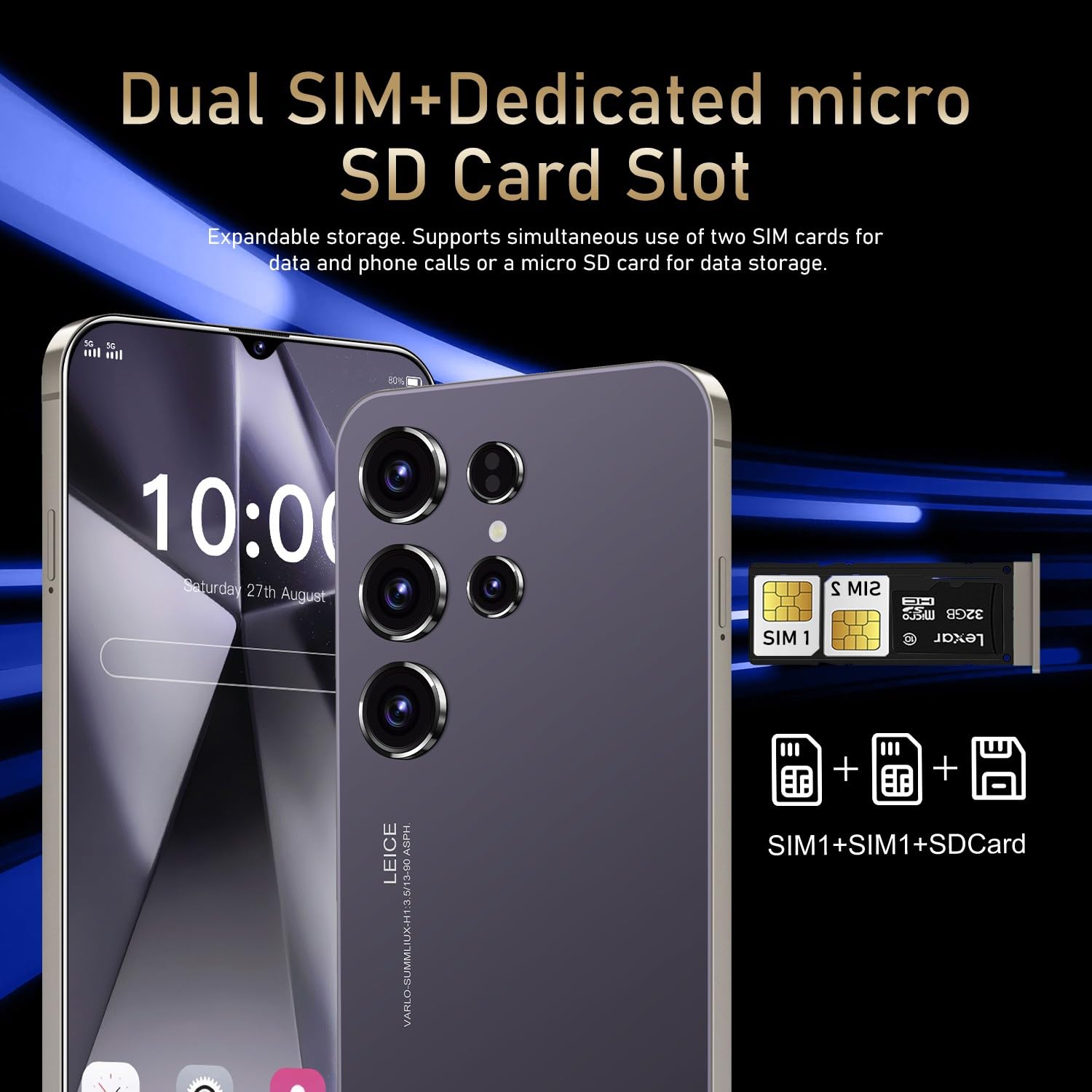 Samsung Galaxy C24 Ultra 5G Unlocked Smartphone - 4GB RAM 128GB ROM + 64GB SD Card, Android 13, S Pen Stylus, Face ID & Fingerprint Lock, GPS - Purple | Perfect for Business Professionals & Mobile Gaming
