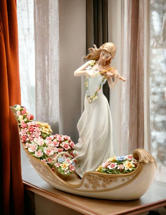 Elegant Porcelain Violin Lady Figurine - 13.25