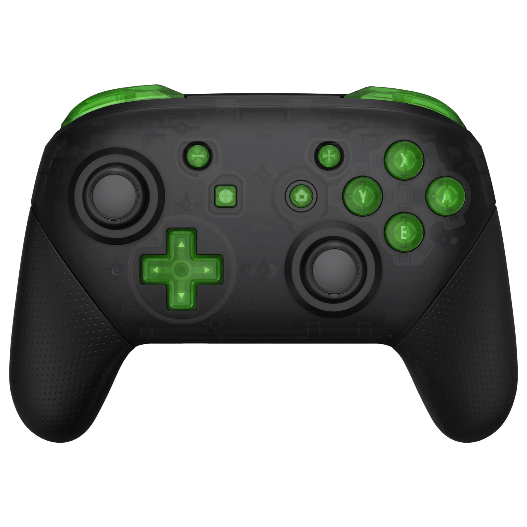 eXtremeRate DIY Replacement Full Set Buttons for Nintendo Switch Pro Controller - Clear Green | Custom Gaming Accessories for Enhanced Gameplay Experience