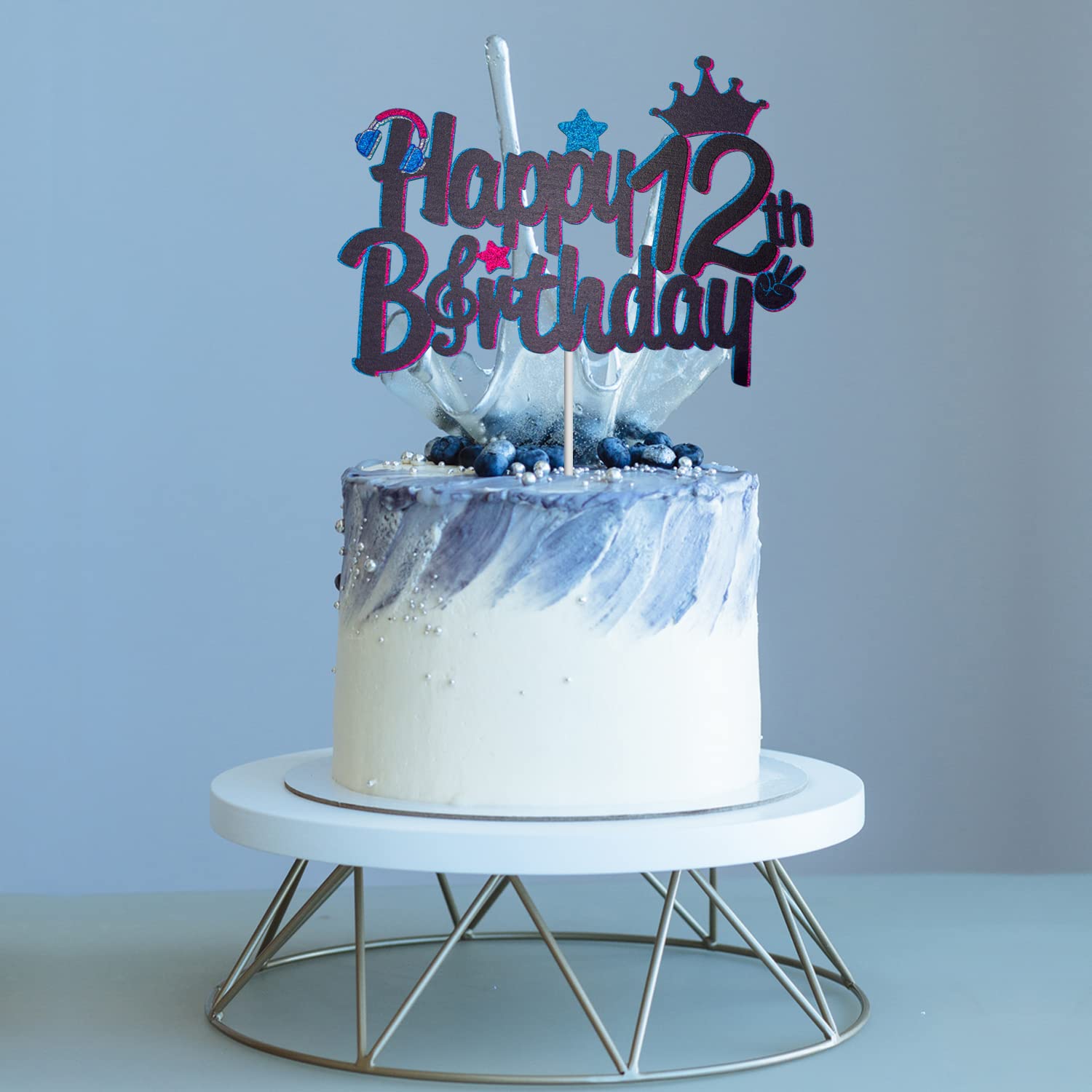 Happy 12th Birthday Music Cake Topper - Glitter Cake Decorations for Girls' 12th Birthday Party - Sweet 12th Birthday Supplies - Perfect for Birthday Cakes, Cupcakes & Party Desserts