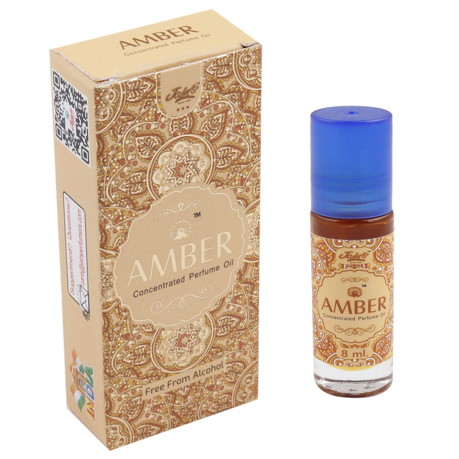 Premium Jain's Amber Attar - 8ml Pure Concentrated Perfume Oil for Women & Men - Long Lasting Fragrance for Romantic Dates, Special Occasions & Daily Wear