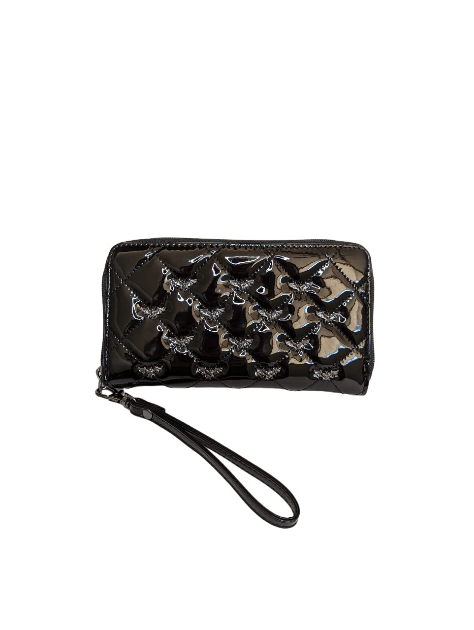 Rock Rebel Studded Bats Zip Around Wallet - Stylish Black Leather Wallet for Men & Women | Perfect for Everyday Use, Travel & Night Out Accessories