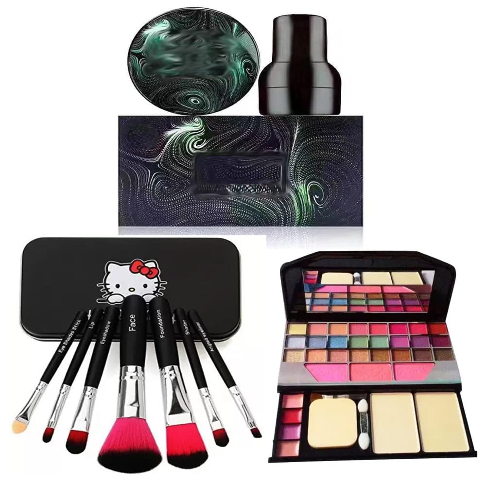 BELLAS Tya 6155 Professional 7-Piece Makeup Brush Set with Air Cushion BB Cream Foundation - Multicolor Makeup Kit (Pack of 10) | Perfect for Everyday Makeup, Travel & Professional Use