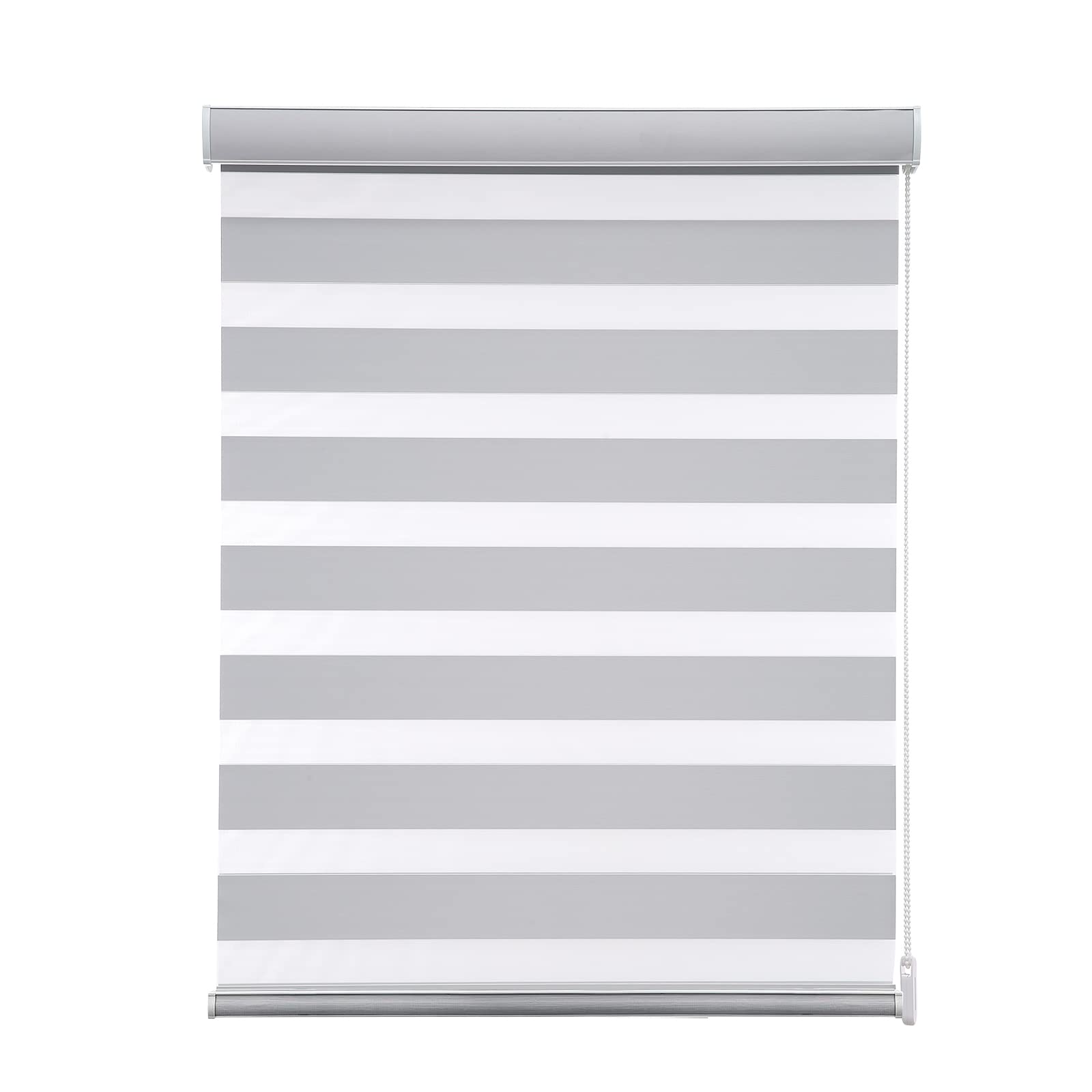 YOOBLINDS Custom Size Zebra Blinds for Windows - Dual Layer Roller Shades with Blackout Fabric | Room Darkening Window Treatments for Living Room, Bedroom, French Doors, Kitchen & Bathroom (Light Grey) | Perfect for Home Office, Nursery & Privacy Needs
