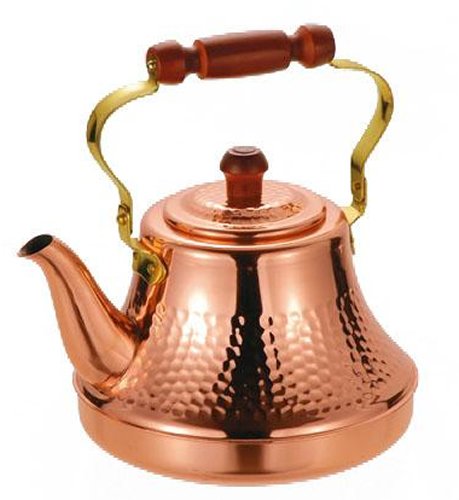 Takekoshi 2724AO Premium Copper Tea Kettle - 0.6 Gallon (2 Liter) Capacity - Classic Stovetop Teapot 7.7x9.1x8.7 Inches - Perfect for Home Kitchen, Afternoon Tea & Gift Giving