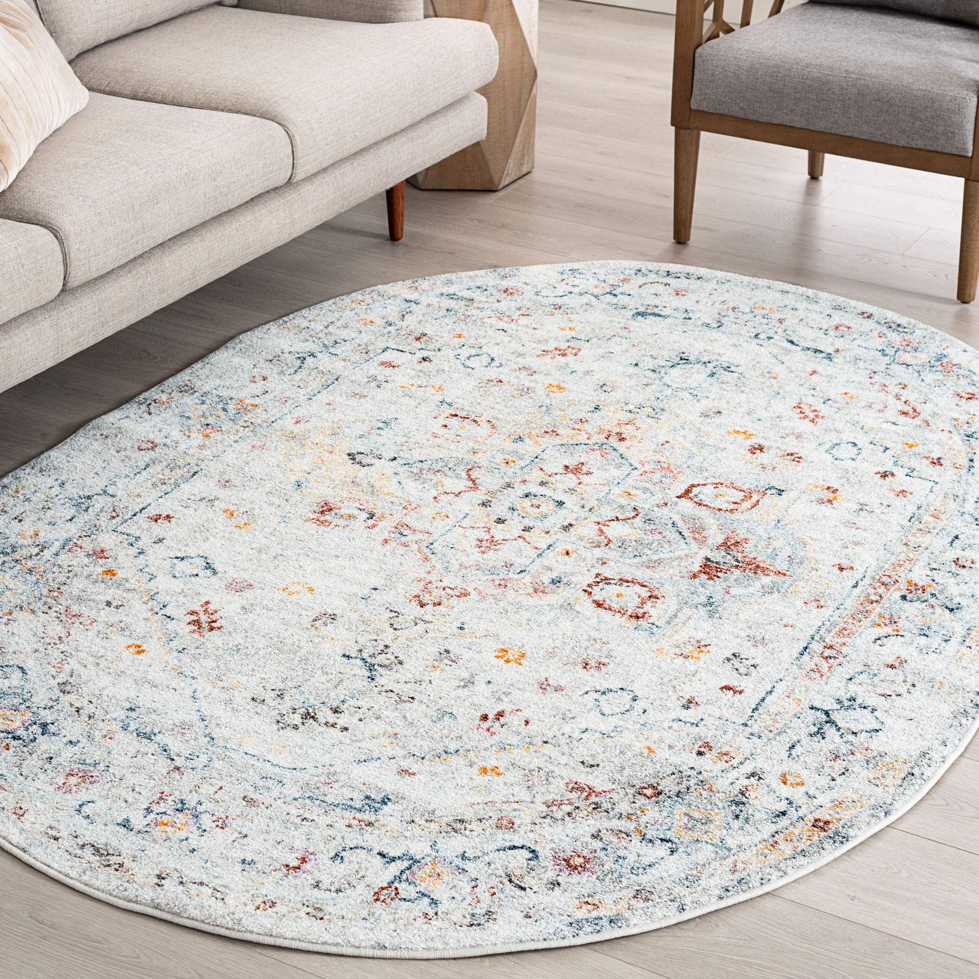 Kinsley Cream 5x7 Oval Area Rug - Semi Round Indoor Rug for Living Room, Dining Room, Bedroom, Kitchen & Entryway - Soft Carpet for Home Decor & Cozy Spaces