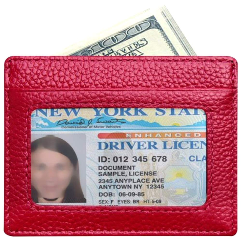 RFID Blocking Slim Minimalist Leather Wallet Card Holder for Men & Women - Red | Secure & Stylish for Travel, Business & Everyday Use