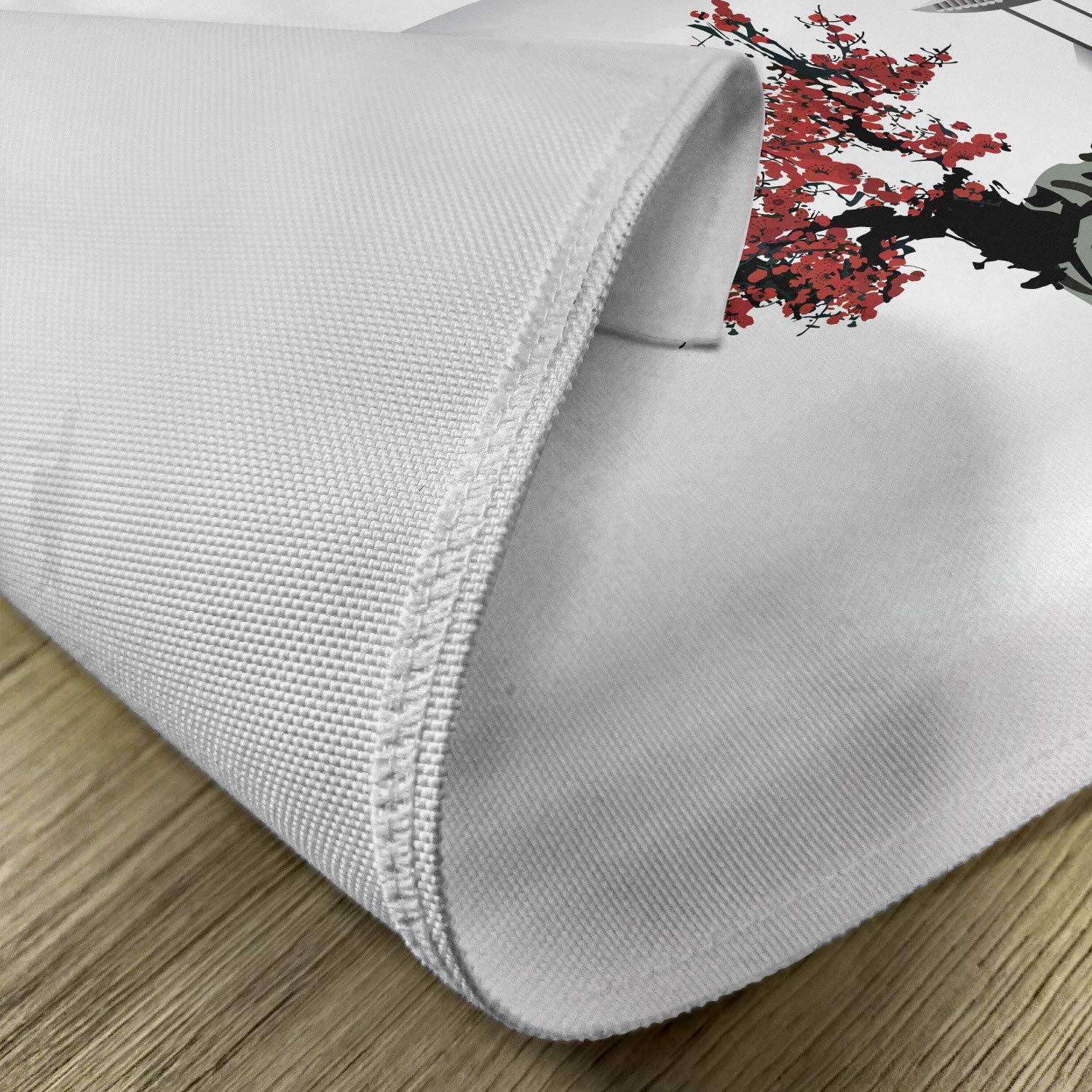 Ambesonne 4-Pack Japanese River Scenery Cherry Blossom Boat Placemats - Washable Fabric Dining Table Mats with Cultural Design, Standard Size, Ruby Grey - Perfect for Spring Dining Decor & Asian-Themed Dinner Parties