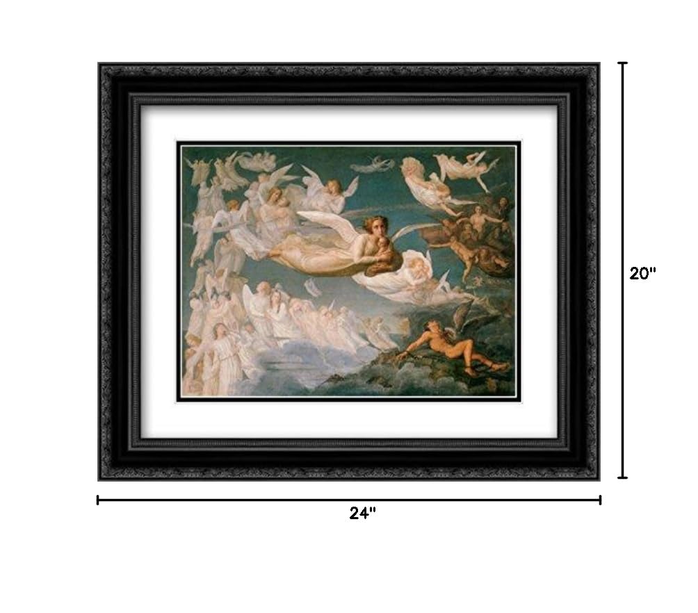 Le Poème De L'Âme 'Le Passage Des Âmes' 24x20 Inch Black Ornate Framed Museum Art Print by Anne Francois Louis Janmot - Perfect for Home Decor, Office Wall Art & Gift Giving
