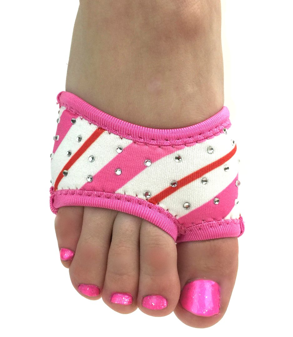 Neoprene Dance Half Soles with Pouch for Ballet, Jazz, Tap Shoes - Non-Slip Grip for Dancers - Candy Cane Can Can Design - Perfect for Dance Practice, Performances and Studio Classes