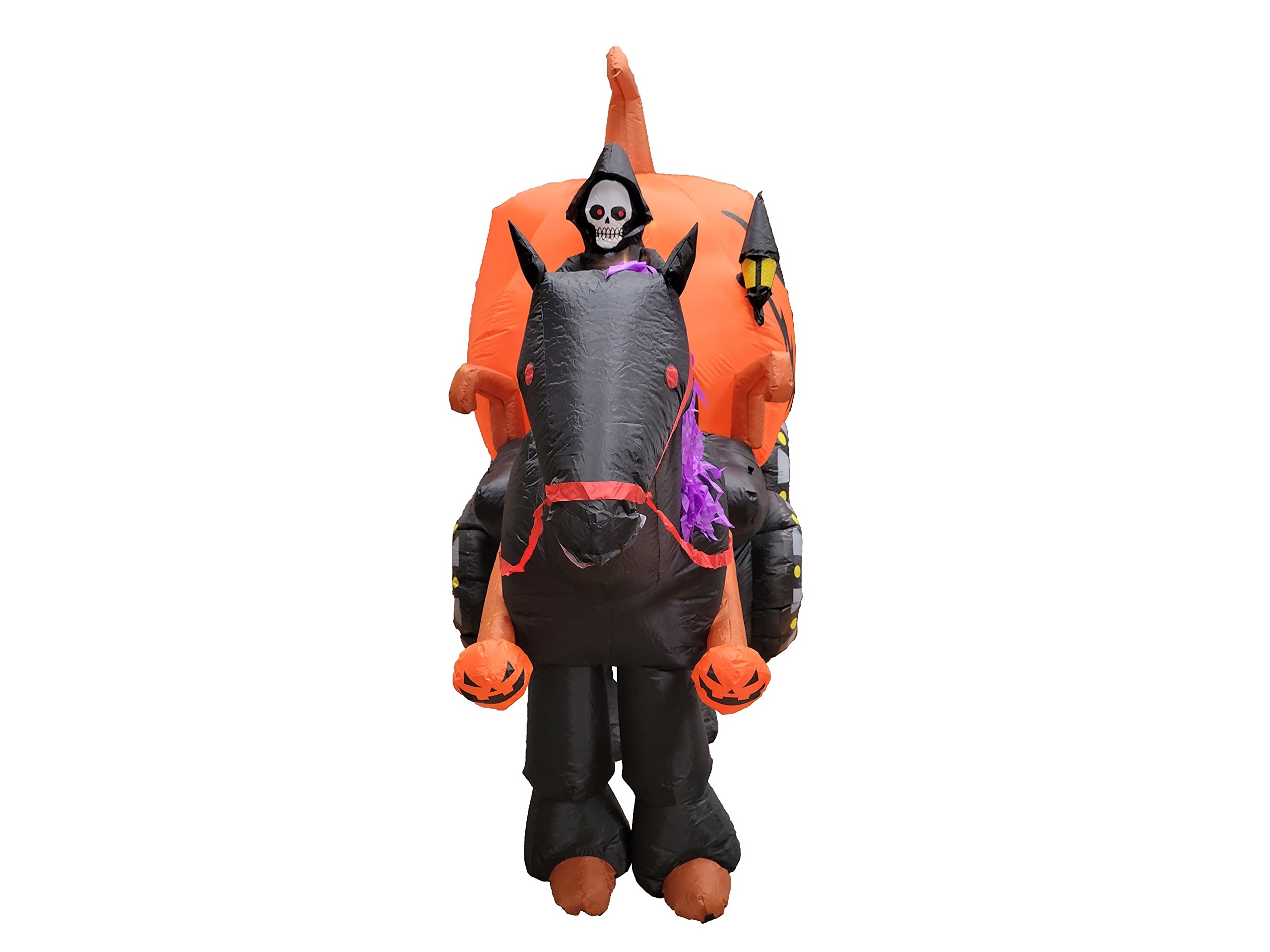Halloween Party Decorations Bundle - 11ft Animated Inflatable Black Cat & 11.5ft Inflatable Grim Reaper with Pumpkin Carriage - Outdoor Yard Decor for Halloween Night, Spooky Party, Haunted House Theme