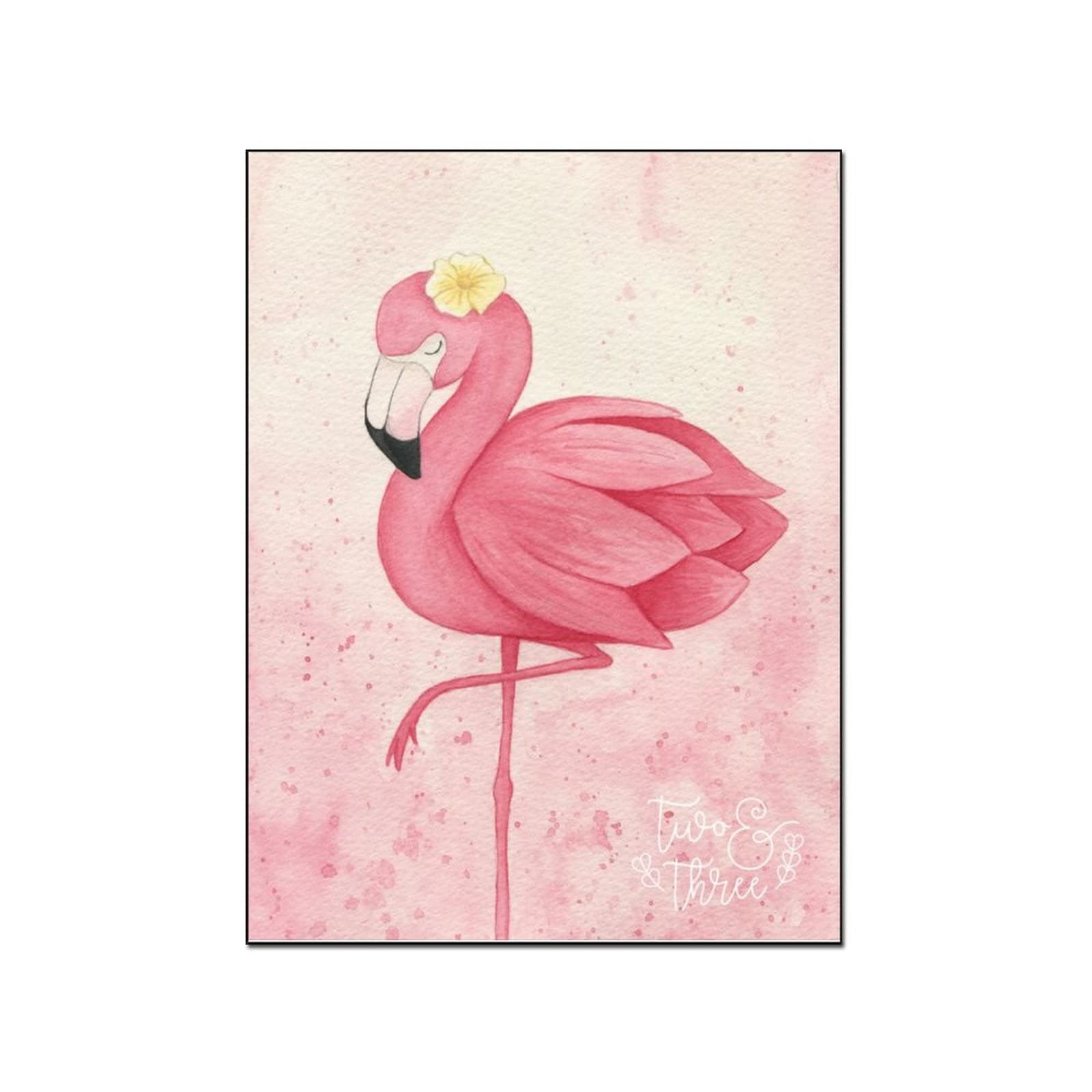 24x36 Inches Pink Flamingo Art Poster Frame - Aesthetic Wall Decor for Girls Bedroom, Living Room & Dorm | Tropical Themed Home Decor, Abstract Wall Art for Modern Interior Design