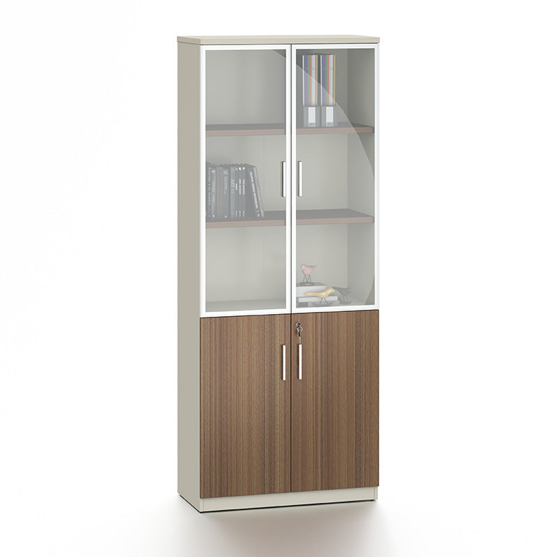ANDERSON 2 Door Display Cabinet 80cm - Modern Hazelnut & Beige Wooden Storage Unit for Living Room, Bedroom, or Office Organization