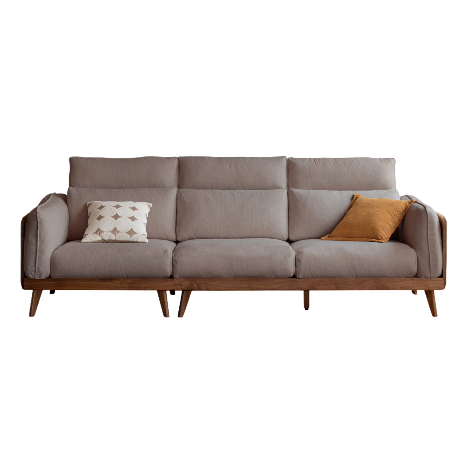 104.3х42.5х33.4 inch / 265х108х85сm / smoked chestnut brown color / Black Walnut fabric three-person seat