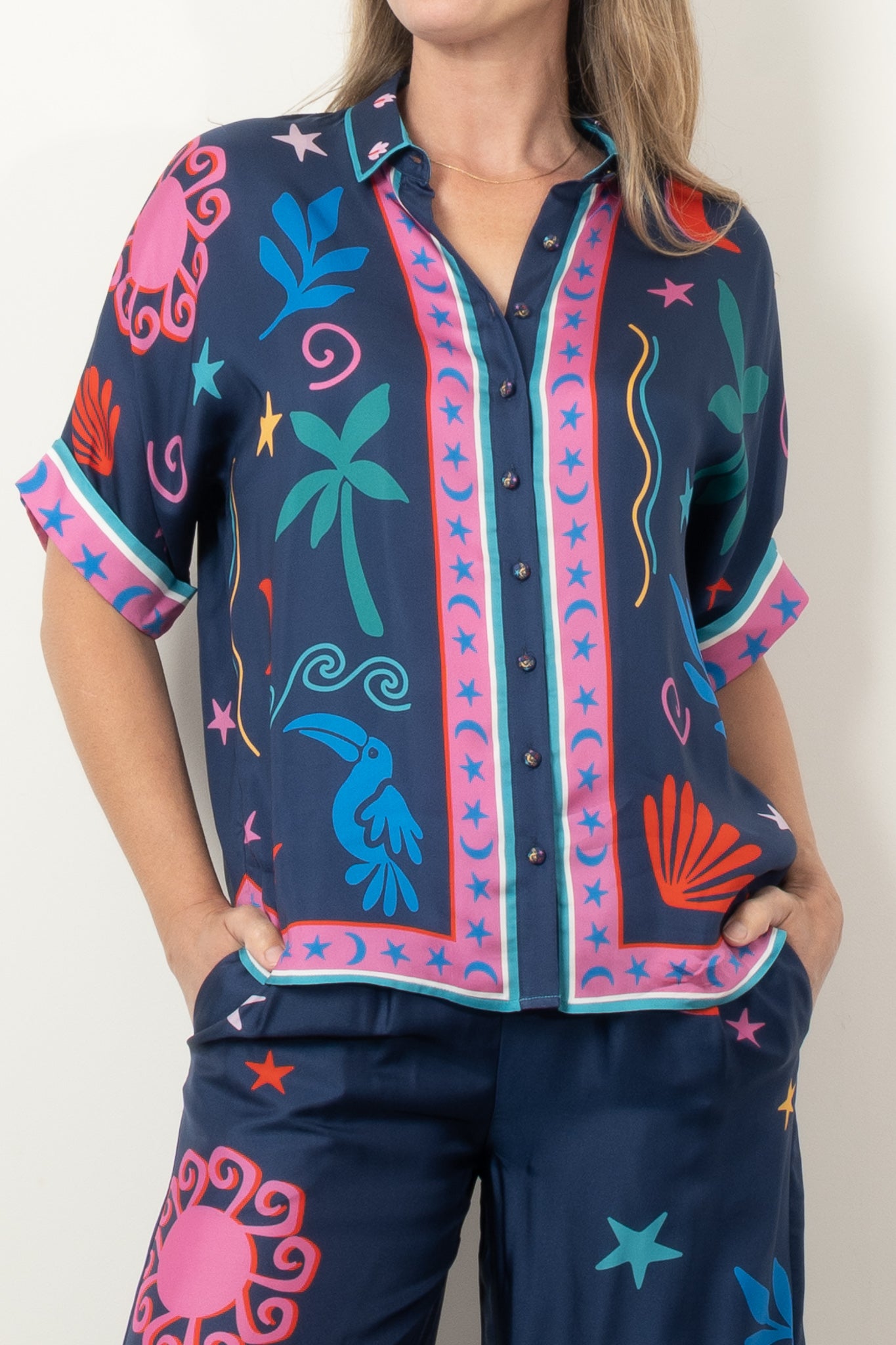 Johnny Was Fernanda Button Down Shirt - Women's Boho Floral Print Blouse for Casual Wear & Vacation Outfits | Palomas Island Style